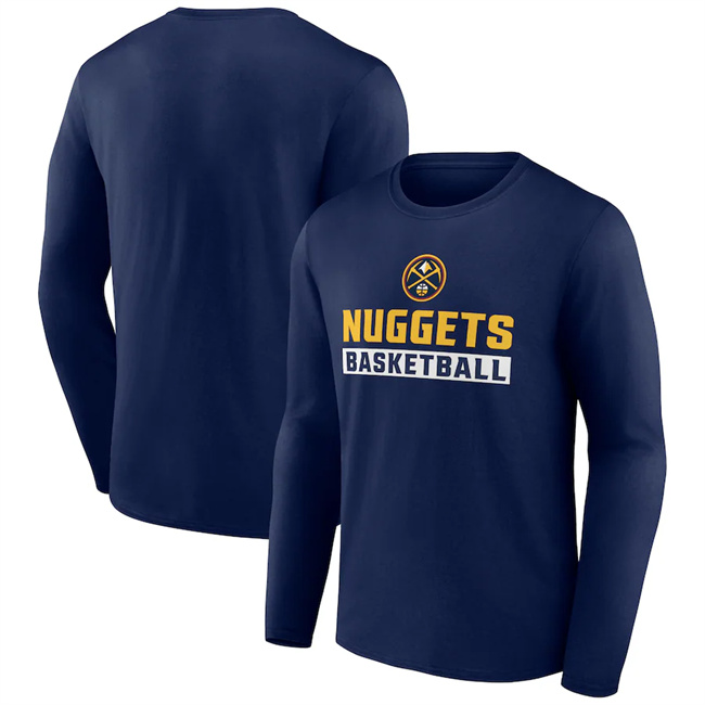 Men's Navy Denver Nuggets Let's Go Long Sleeve T-Shirt